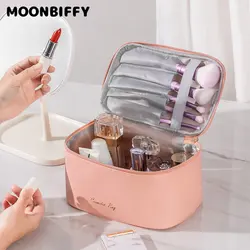 Borsa cosmetica da donna grande borsa da trucco con cerniera impermeabile in pelle PU borsa da viaggio per il lavaggio dell'organizzatore del trucco custodia di bellezza muslimah