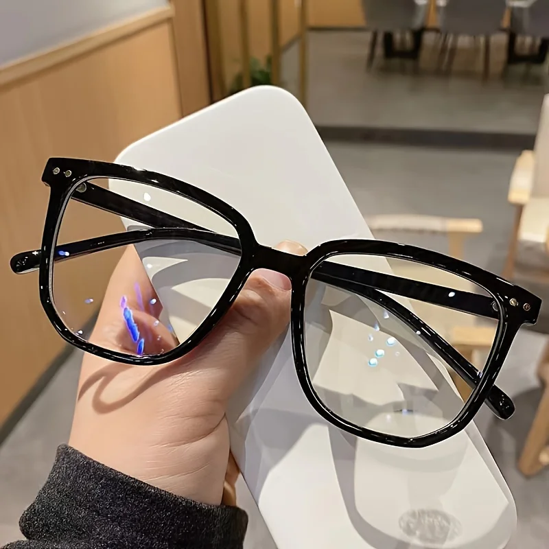 Unisex square flat light, anti-blue glasses, suitable for daily wear, clear lenses, light and comfortable view 5