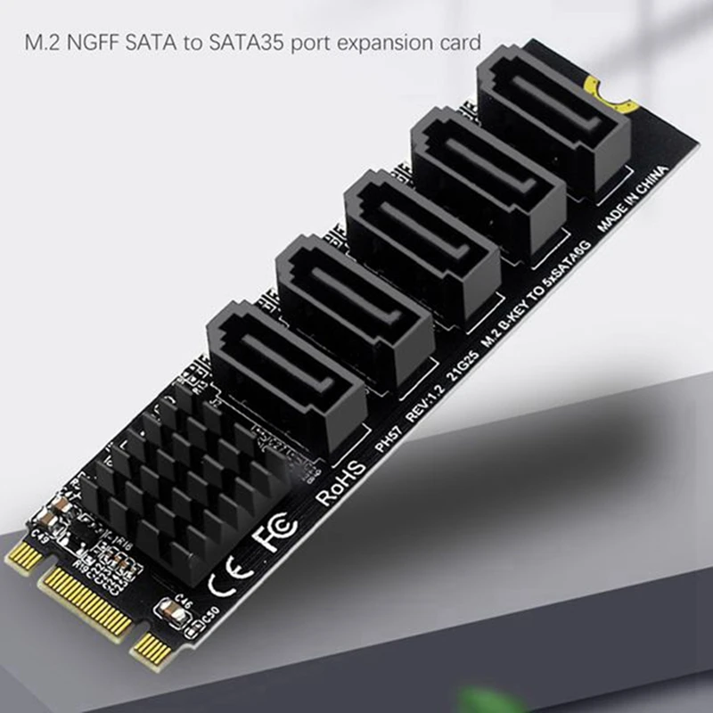 Tarjeta de expansión M.2 NGFF b-key SATA, tarjeta de expansión de 5 puertos, 6Gbps, Chipset JM575