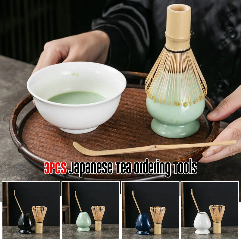 

3Pcs/Set Japanese Tea Ordering Tools Bamboo Tea Brush Matcha Stirring Brush Tea Brush Stand Tea Spoon Tea Holder Pot