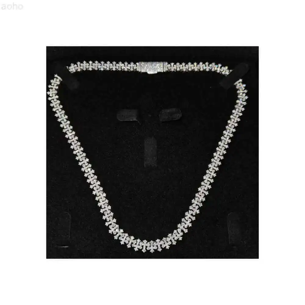 

Silver 18k White Plated Cross Cuban Link Chain Complete with Vvs1 D-colour Moissanite Diamonds