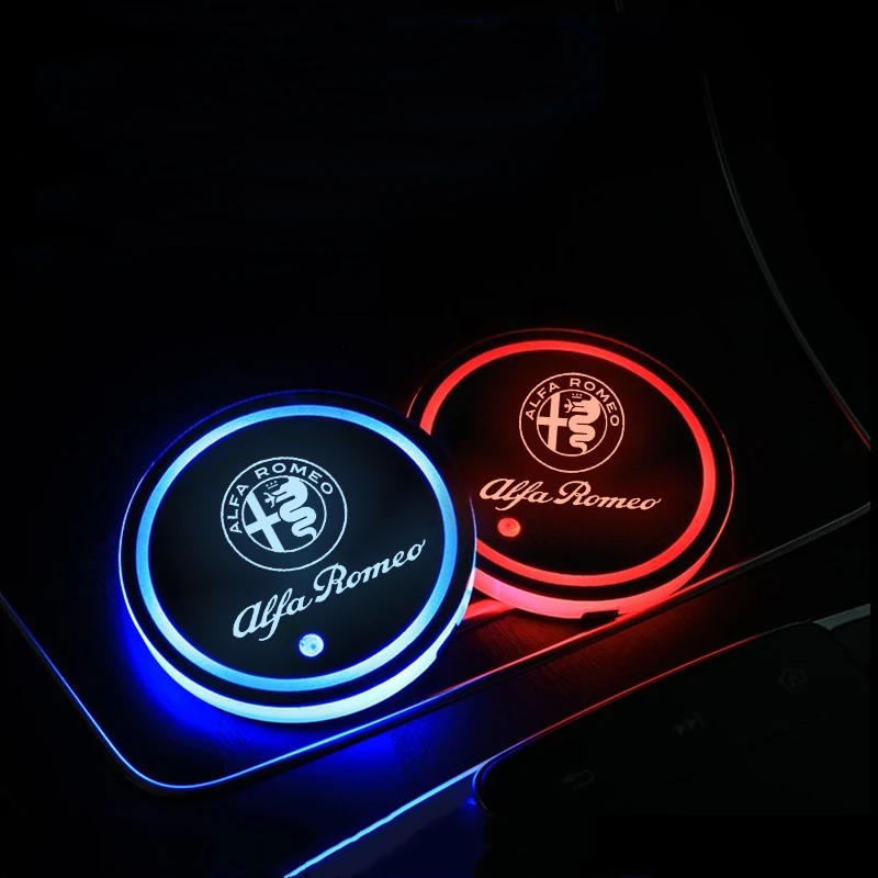 الوقايات السيارة حامل الكأس مصباح ليد الحصير 7 ألوان مصباح لتهيئة الجو ل ألفا روميو جيوليتا 159 ميتو جوليا ستيلفيو 147 اكسسوارات #2