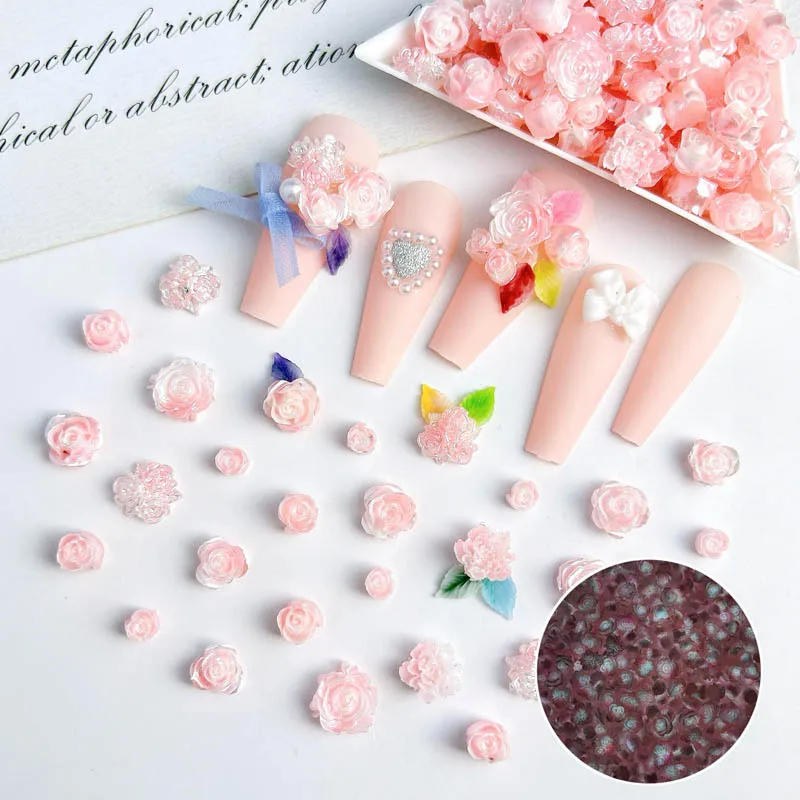 3D Mixed Bulk Resin Flowers Jewelry Luminous Camellia Rose Nail Art Decoration Kawaii Accessories Diy Manicure Charms Supplies