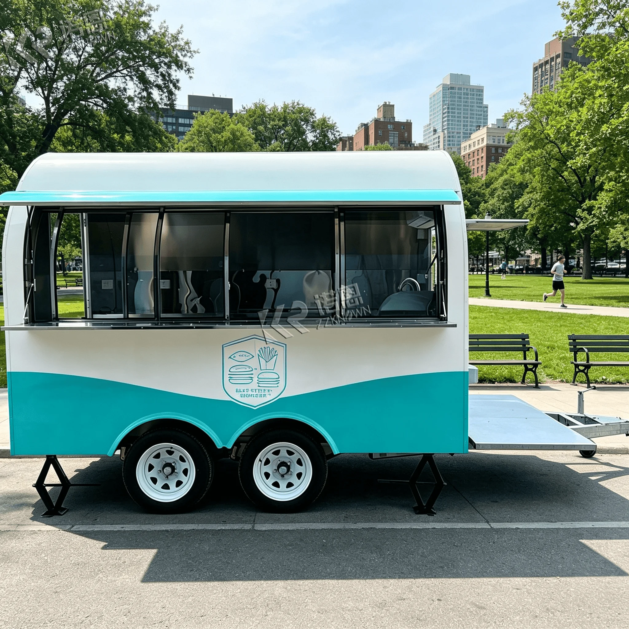 2.7m Curved Concession Food Trailer With Lockable Service Window for Night Market Small Beverage Stall