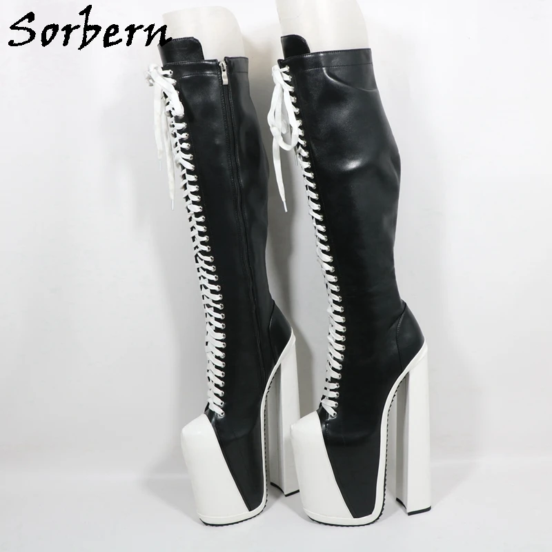 Sorbern Red Fetish Over The Knee Boots Women For Drag Queens Extreme High Heel Hidden Platform Sneaker Shoes Custom Colors
