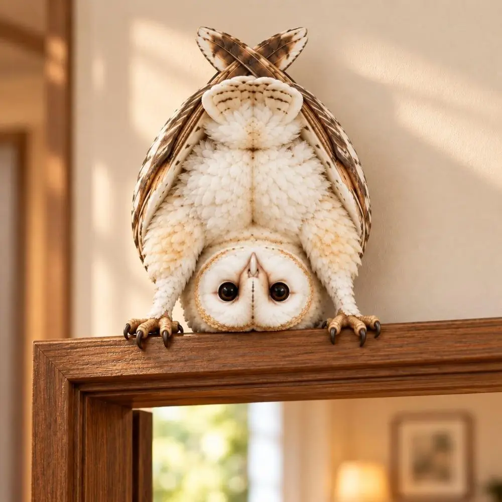 Wooden Owl Door Topper 2D Flat Sturdy Door Corner Decor Animal Door Topper Lightweight Porch Door Decor Porch Patio