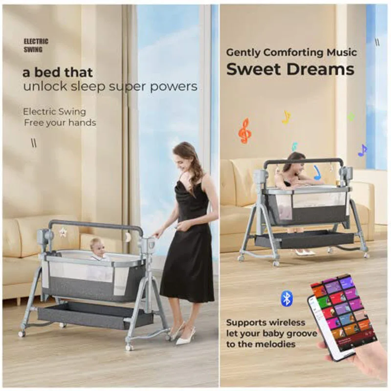 Automatic Baby Cradle Swing Cot for Baby/Infants with Remote Control, Baby Bedside Cradle Crib, Bluetooth and Music