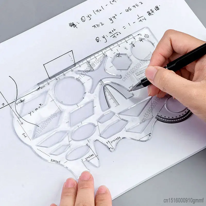 Multifunction Fast Drawing Template School Student Art Design Circle Geometry Math Function Drafting Measuring Ruler Protractor