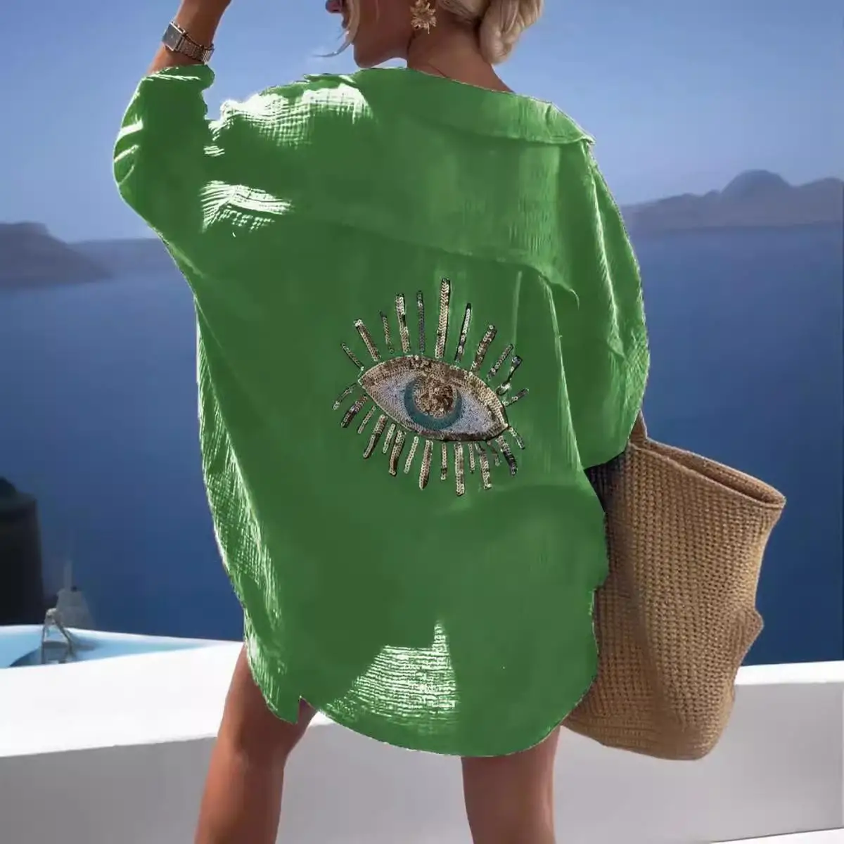 ياقة نسائية للعام الجديد طويلة من القطن والكتان irt مريحة ومسامية ومطرزة هندسية مقاومة للتشوه