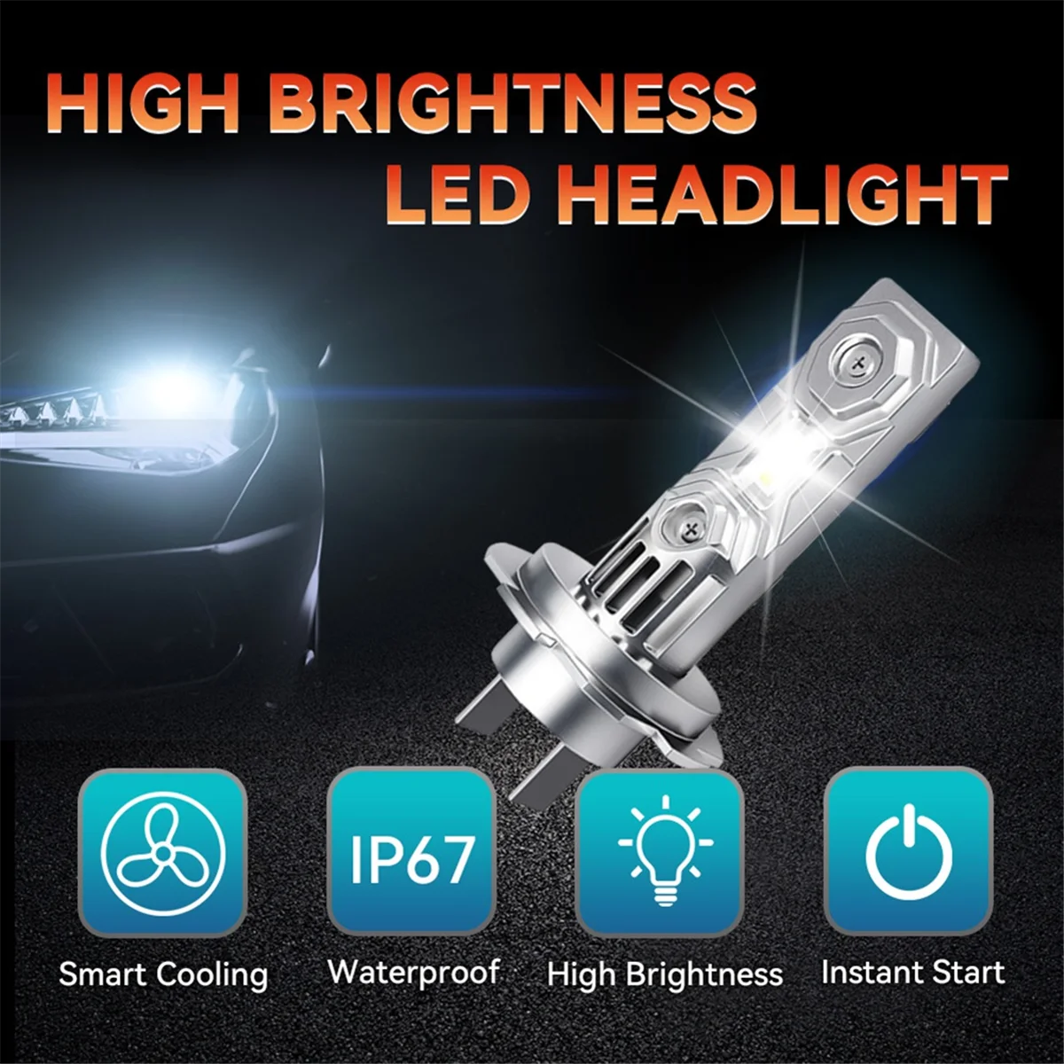 

AA98 2PCS 30000LM H7 LED Headlight Bulbs High Power Auto Headlamp Bulbs 6000K 12V Car Fog Lamps
