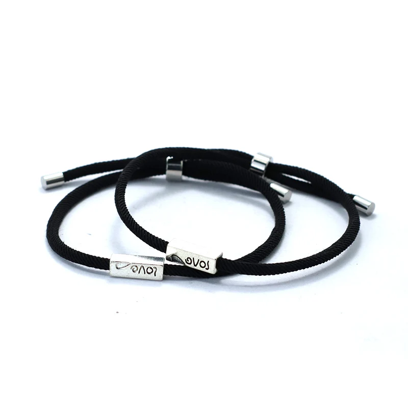 Classic 2Pcs/Set Couple Bracelet Stainless Steel Clasp Adjustable Paired Matching Love Braclet Valentine Day Gift Cord Braslet