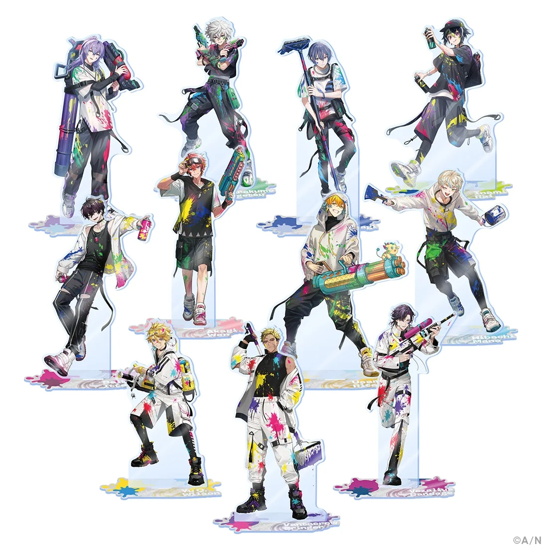 Nijisanji EN Heroes 1st Anniversary Acrylic Stand 15cm Paint Splatter Anime Figure Yu Q Wilson Vantacrow Desk Ornament Keychain