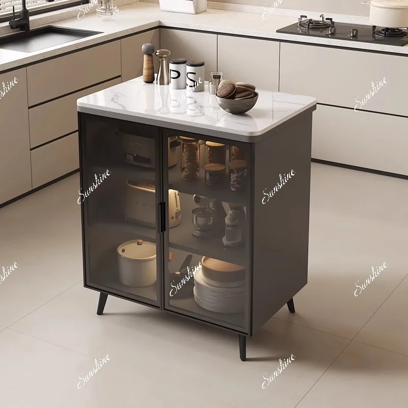 Slate dining side, integrated against the wall Household solid wood storage lockers Kitchen shelves