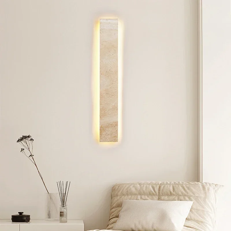‌Modern Rectangle Natural Stone Wall Light Handcrafted Multi-Purpose Sconce for Bedroom Bathroom Dining Room Home Decor