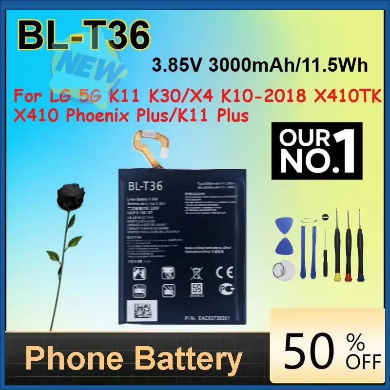 3.85V 3000mAh/11.5Wh BL-T36 Battery for LG 5G K11 K30/X4 K10-2018 X410TK X410 Phoenix Plus/K11 Plus Mobile Phone Batteries