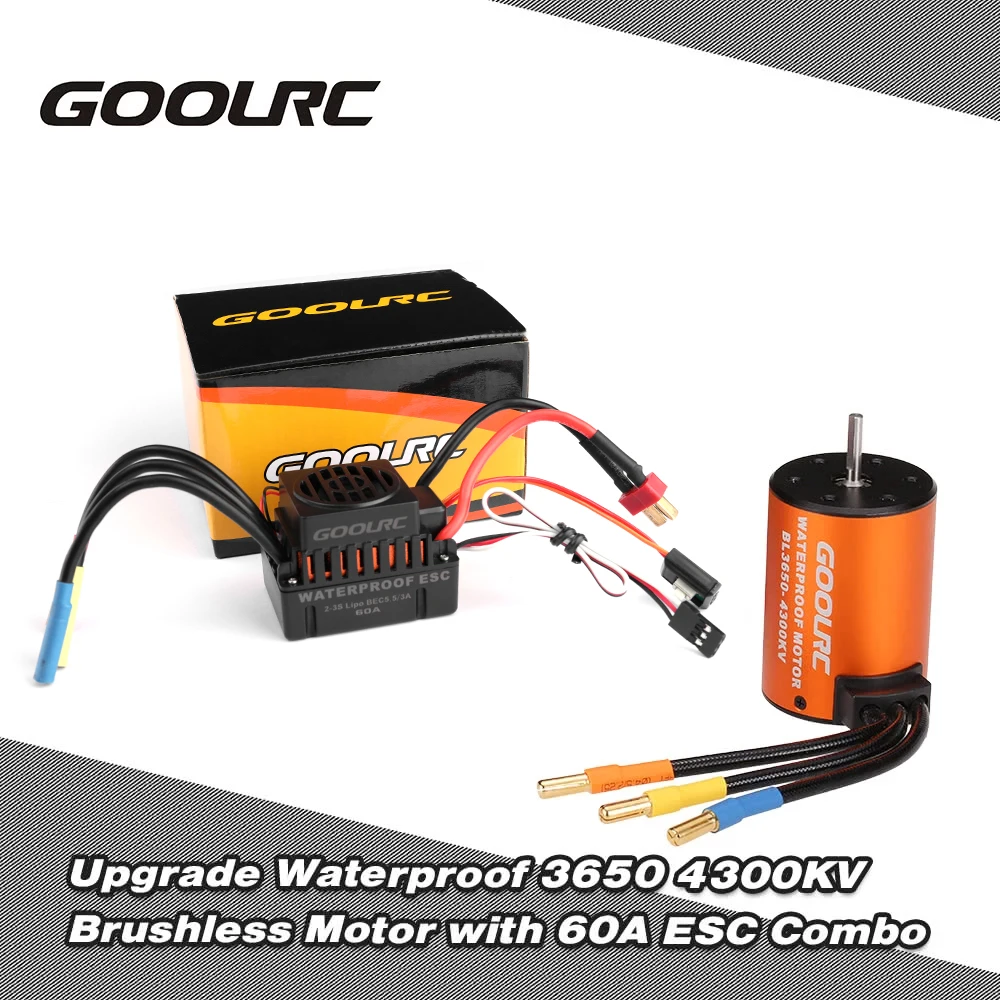 GoolRC Upgrade Waterproof 3650 4300KV Brushless Motor with 60A ESC Combo Set for 1/10 RC Car Truck