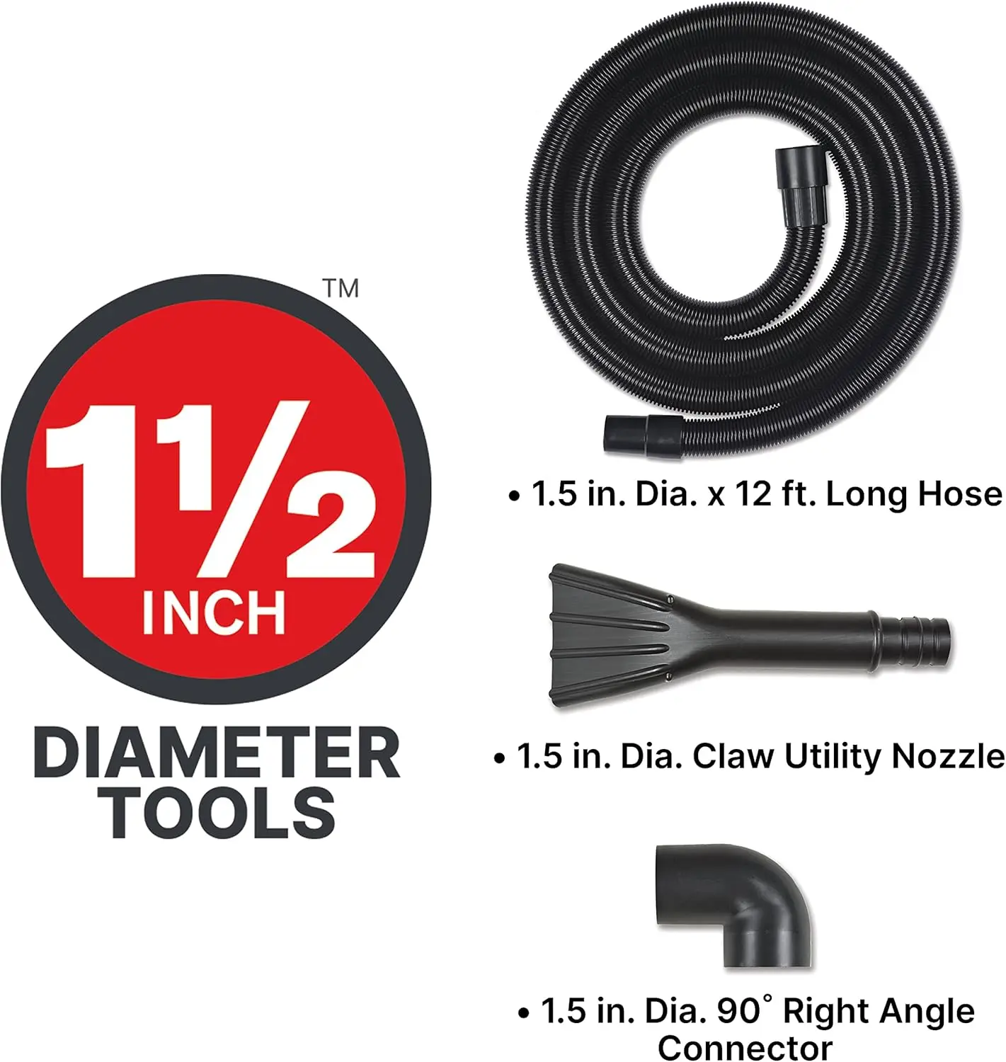 

55 Gallon Drum Two-Stage Wet/Dry Head Assembly, 3.0 Peak HP, 1.5 Inch Diameter x 12 Foot Crush-Resistant Hose, 35 Ft Cord Length