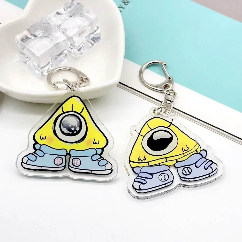 Funny Cute Cartoon Baby Keychain Key Chain Ring for Bag Bill Cipher Baby Keyring Jewelry Outer Space Fans Halloween Fans Gifts