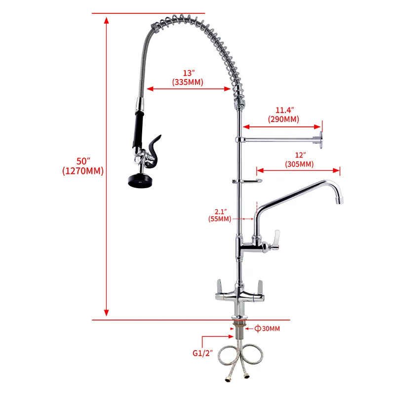 Modern Classic All-Copper Kitchen Faucet Set High-Pressure Hot Cold Rinse Industrial Design Single-Hole Shower Faucet for Home