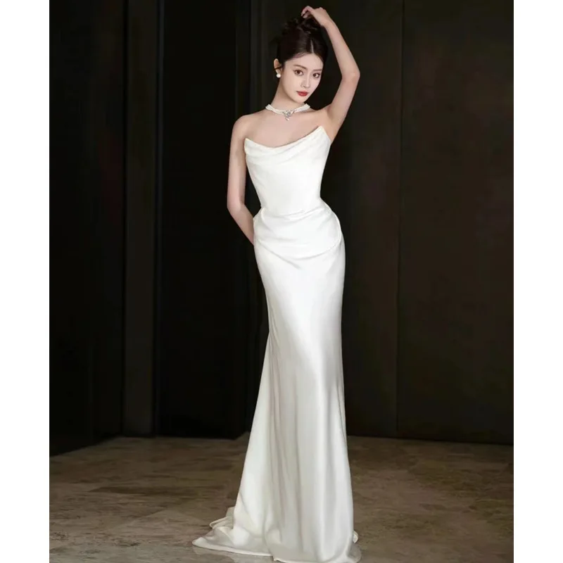 

French 7 style tube top wedding dress light luxury fishtail