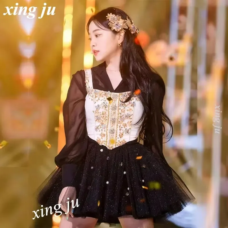 Xing Ju Kpop Women Sexy Princess Party Lace-up Dress Group Concert Jazz Performance Dance Outfits Korean Singer Stage Costumes - view 3