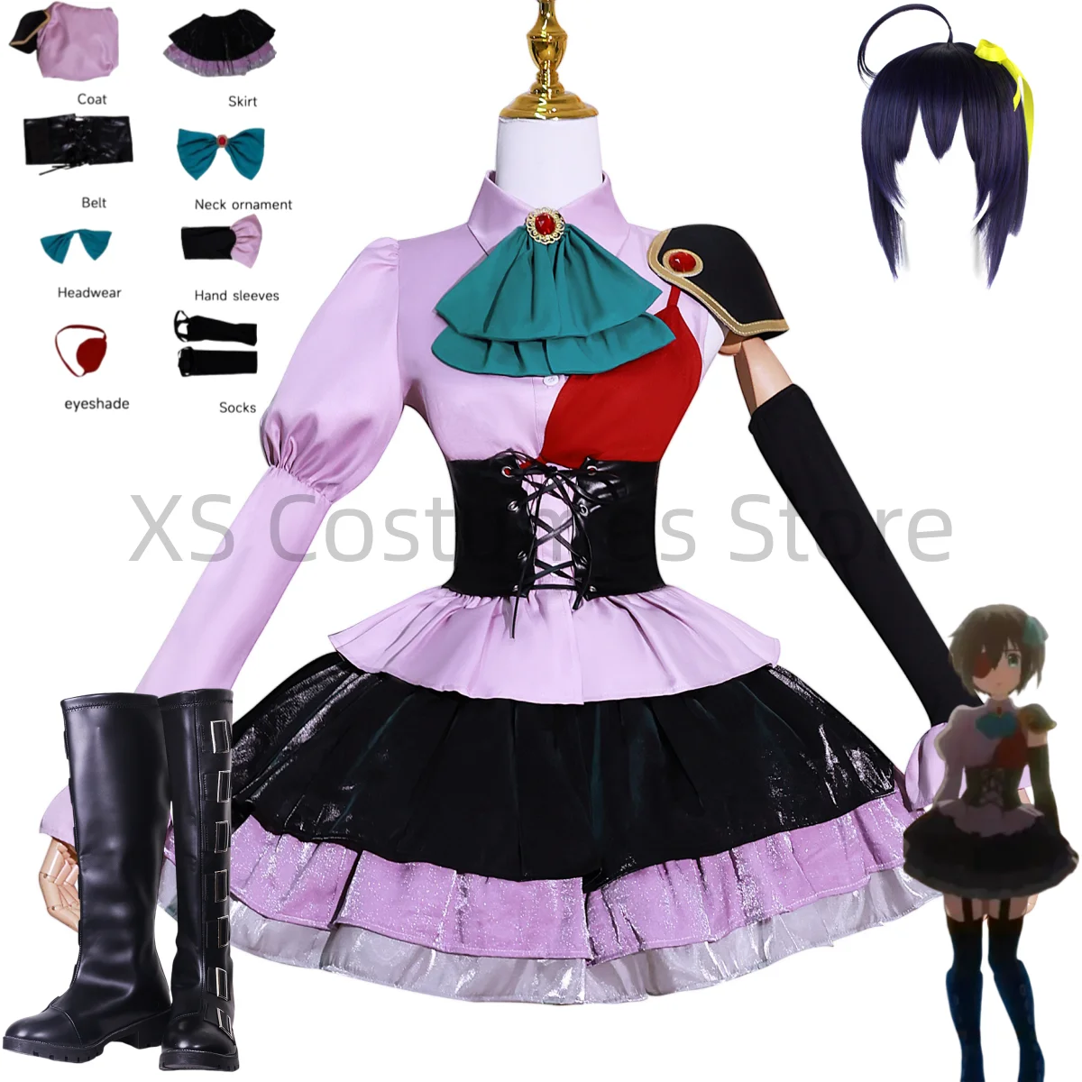 

Anime Takanashi Rikka Campus Festival Cosplay Costume Love Chunibyo Other Delusions Wig Shoes Accessories