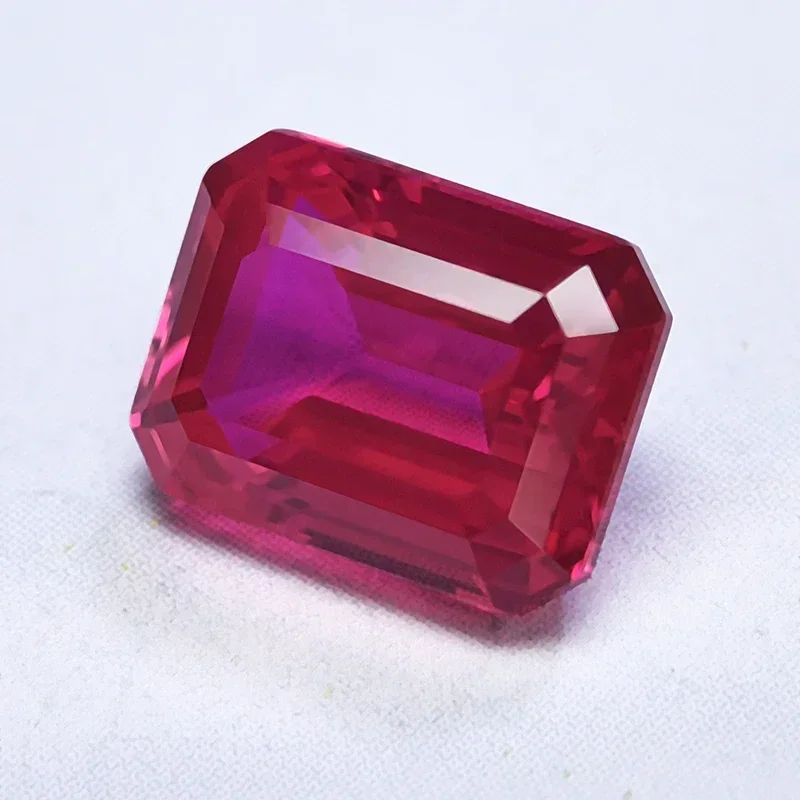 Lab Grown Rubin Emerald Cut Rubellite Color VVS1 Gemstone Charms DIY Advanced Jewelry Making Materials Selectable AGL Certificate