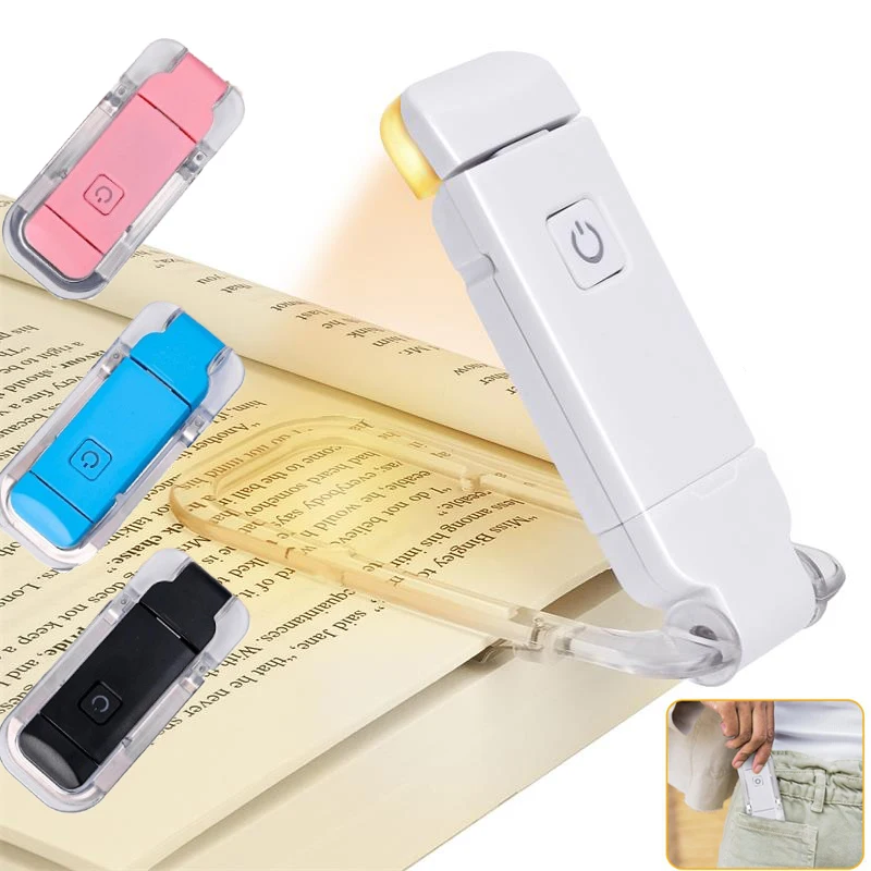 LED USB Rechargeable Book Light Reading Light Eye Protection Night Light Portable Clip Desk Light Bookmark Read Light Night Lamp