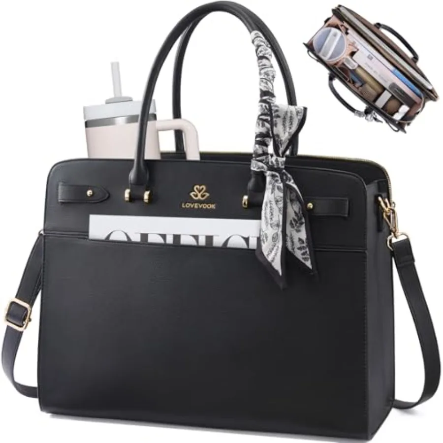 

Сумка-тоут LOVEVOOK для ноутбука, женская, из искусственной кожи, водонепроницаемая, для работы, деловая сумка-портфель для учителей, с шелковым платком