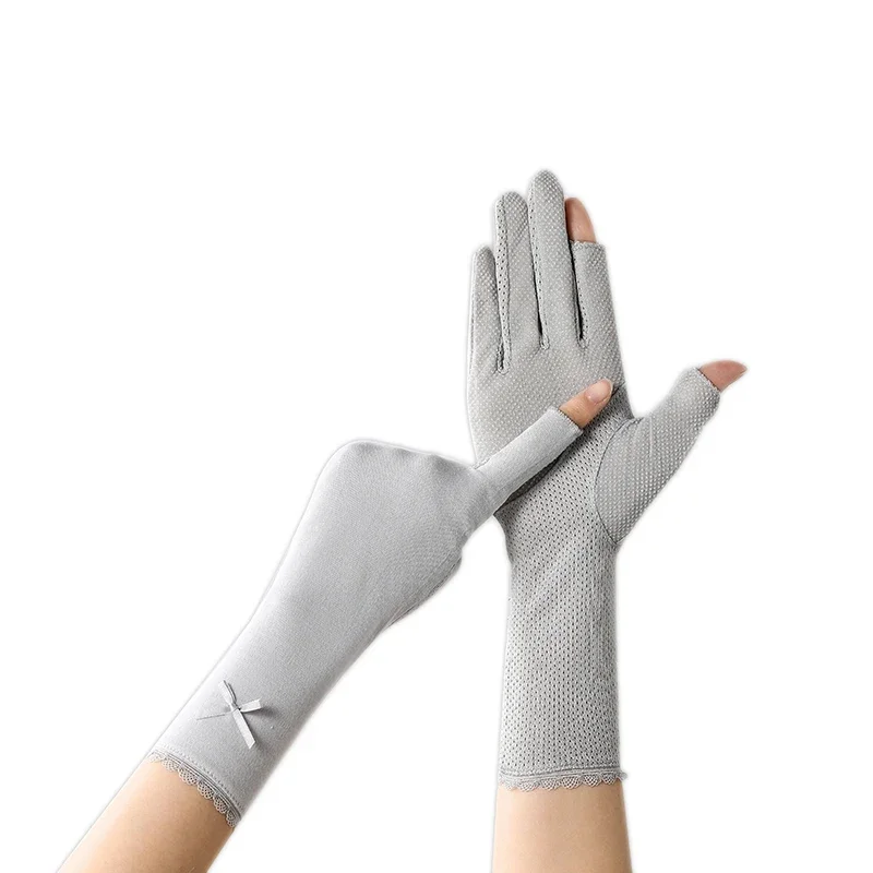 New Fashion Women's Mid-length Spring Summer Outdoor Touch Screen Half-finger Fingerless Riding Driving Anti-UV Sunscreen Gloves