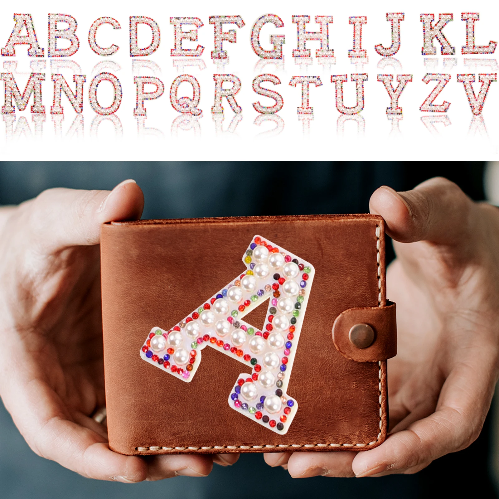 

26pcs Glitter Letter Patch Clothing Pearl Patches Diy Decorative Accessories For Bags Hats Jeans Dresses Repair Sewing Bling