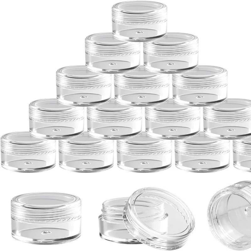 1-10PCS Plastic Containers with Lids Clear Round Empty Bottles Portable Cosmetic Container Makeup Face Cream Storage Jars Box