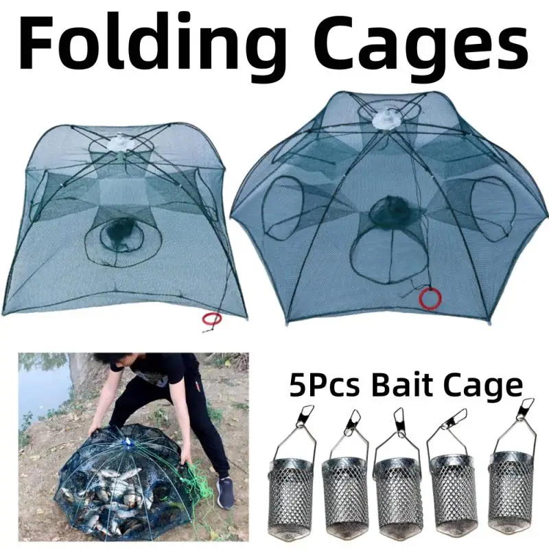 

Foldable Fishing Net Catcher For Fish Minnan Crabs Crayfish Crab Meat Shrimp Soaking Cages Foldable Hexagonal Accessories