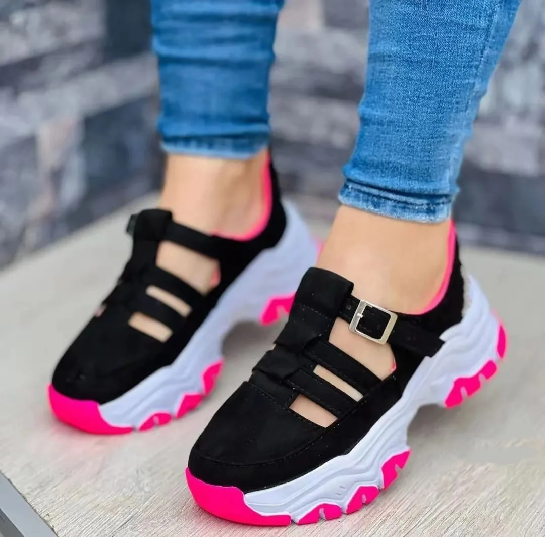 

2023 New Thick-soled Women's Sports Shoes Fashion Casual Comfortable Slip-on Flat Shoes Women's Heightening Vulcanized Shoes