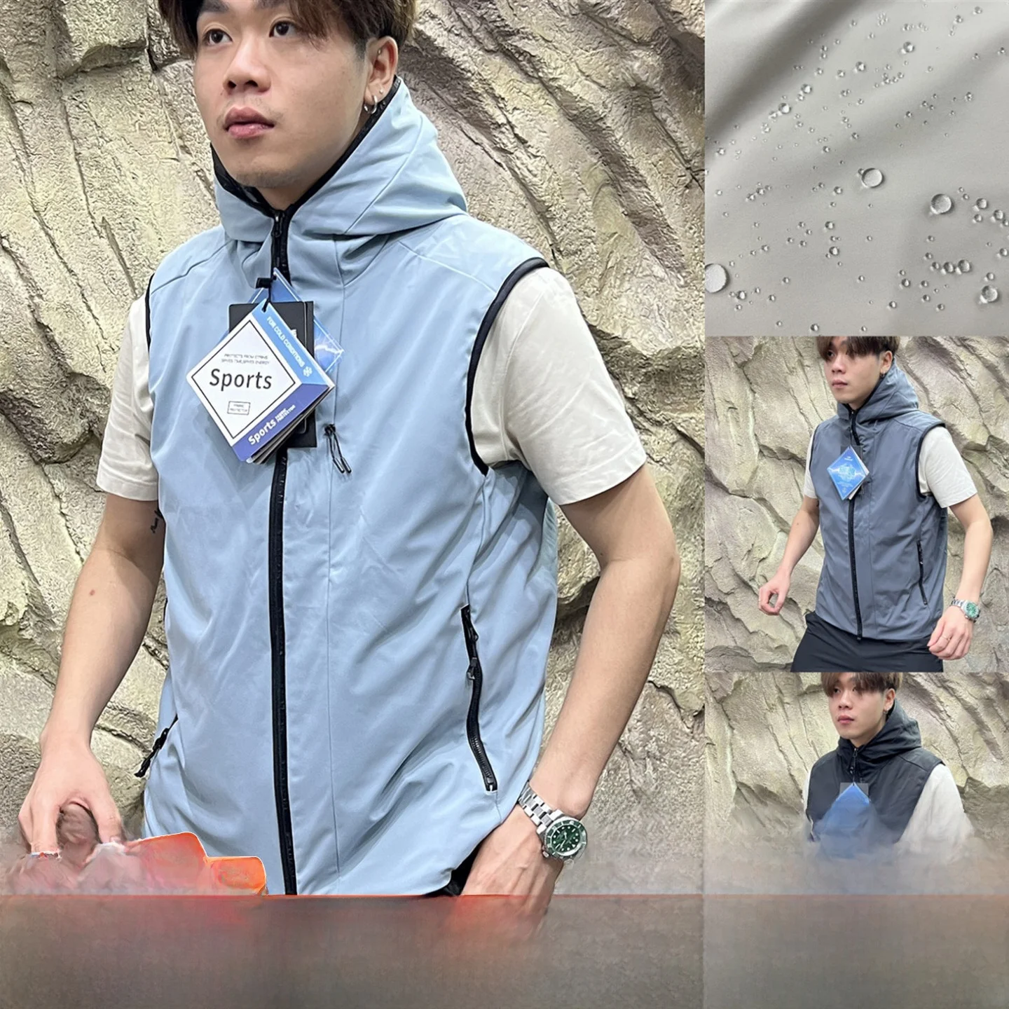 

Men's Casual Hooded Wool-filled Windproof Water-resistant Warm Anti-static Outdoor Vest Faionable Autumn Winter Jaet