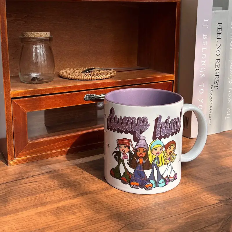 

550ml Street Girl Rock Princess Mug Ceramic Water Cup Fashion Doll Bratz Animation Milk Juice Cups Drinking Bottles