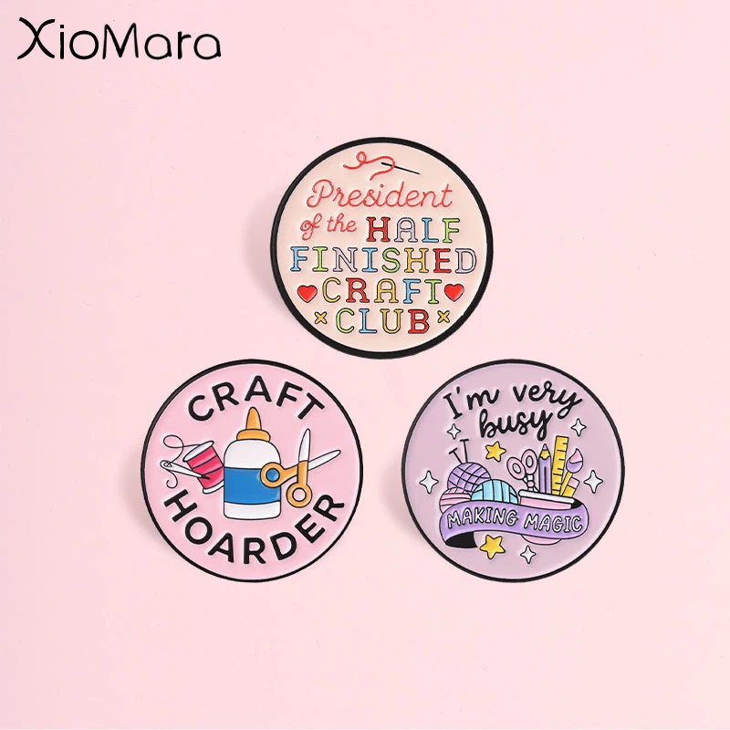 Funny Crafter Text Quote Enamel Pins, DIY Craft Tool Badges, Fashion Clothes Backpacks Accessory, Gift for Craft Lovers