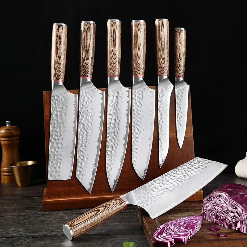 11 Set of Multifunction Chef Knife Kitchen Knives Colored Wooden Handle Japanese Knife Meat Cleaver Boning Knife Kitchen Tools