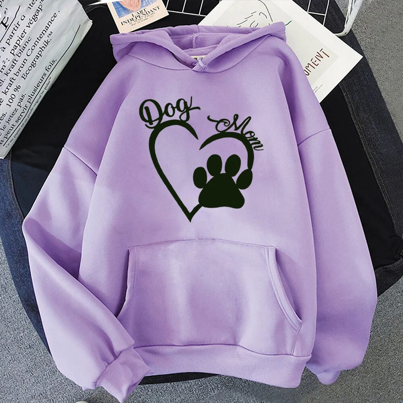 New Fashion Dog Mom Dog Paw Pullover Long Sleeve Sports Hoodie Women Cotton Sweatshirt Pullover Tops (Ship in 48 hours)