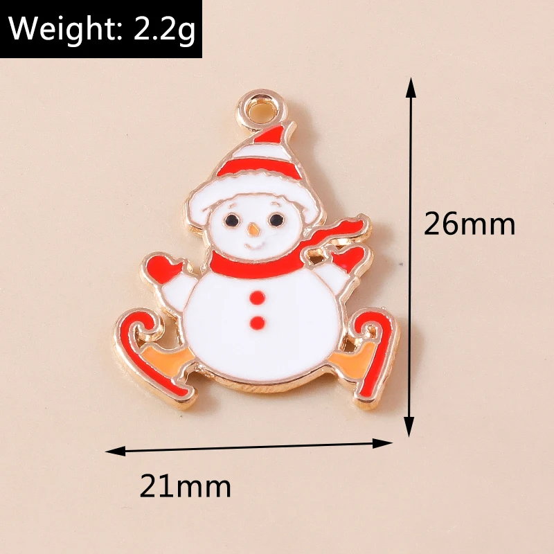 20 Stück gemischte Cartoon-Emaille-Weihnachts-Schneemann-Anhänger für Schmuckherstellung, Ohrhänger, Halsketten, DIY-Bastelzubehör, Geschenk – Detail 19