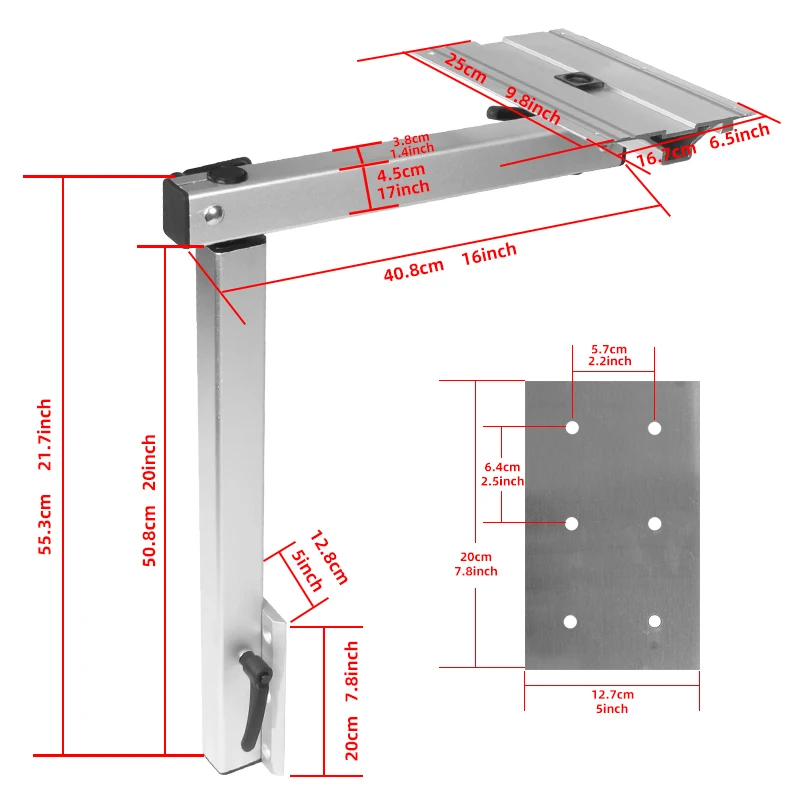 Aluminum alloy rotatable movable height adjustable folding table, suitable for RVs, caravans, hospitals, apartments