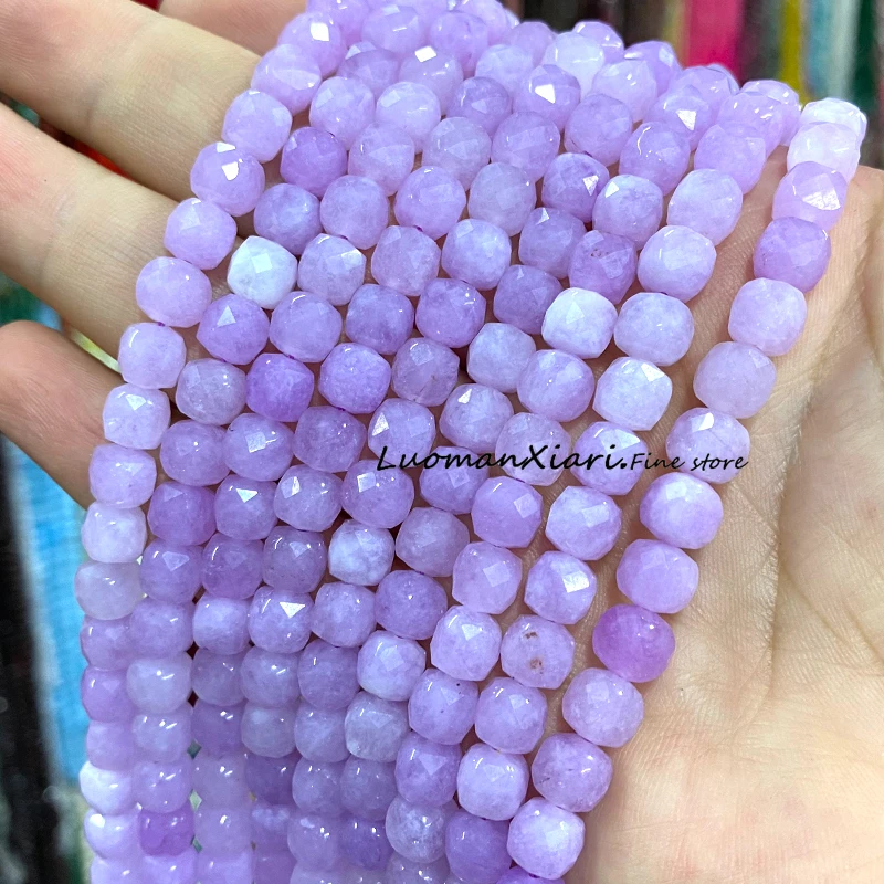 الحجر الطبيعي 7-8 مللي متر الأوجه مربع اللازورد فضفاض مكعب خزر عازل لصنع المجوهرات أقراط يدوية أساور اكسسوارات