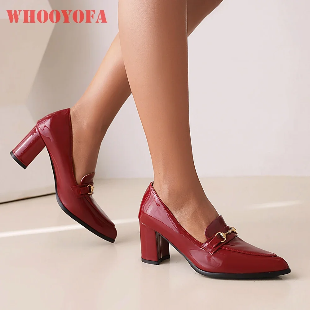 Brand New Comfortable Cyan Wine Red Women Pumps Fashion High Blocks Heels Lady Casual Shoes Plus Big Size 43 45 47