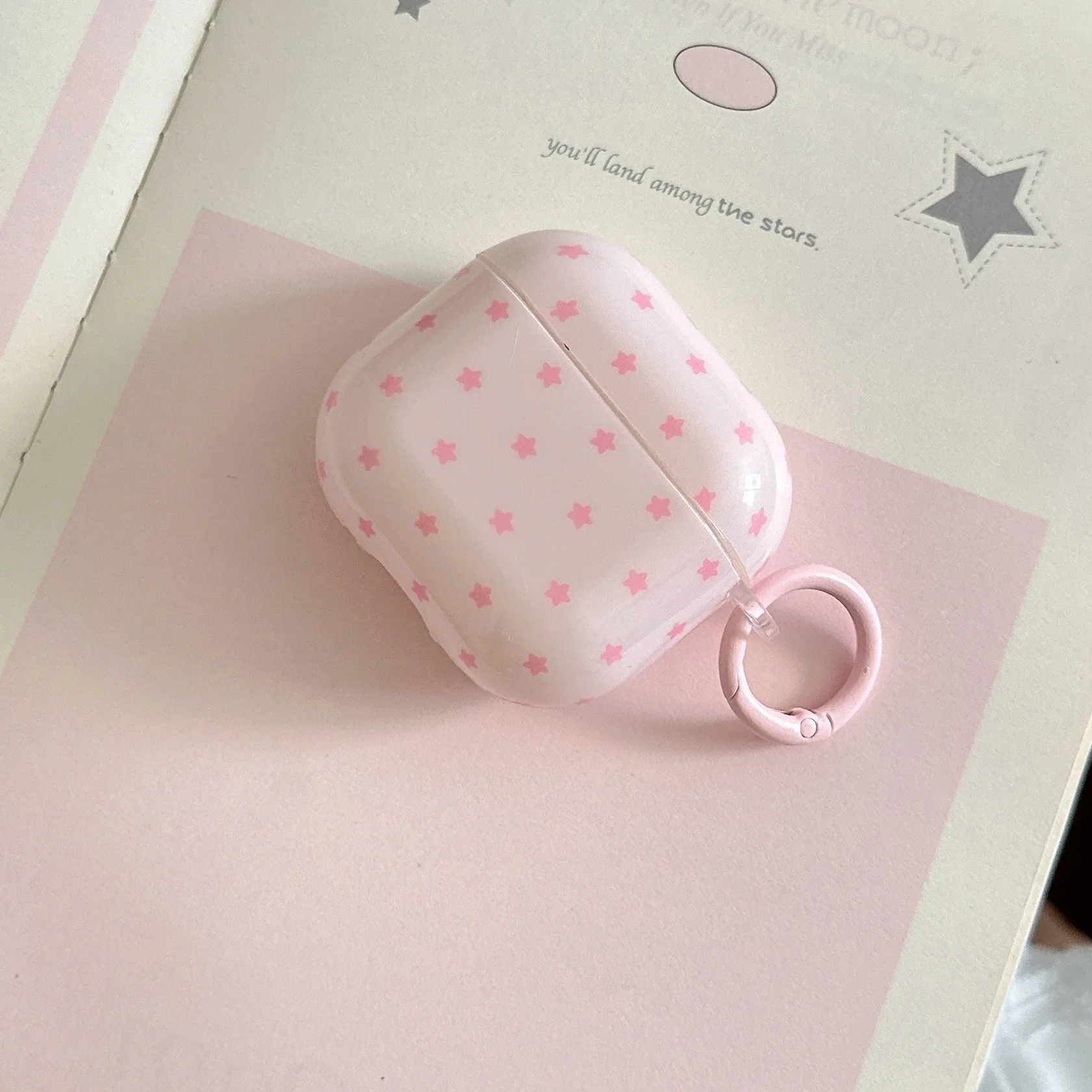 Étui pour écouteurs à motif d'étoile rose, joli écran complet, avec pendentif étoile à cinq branches, adapté aux AirPods 1 2 3 4 Pro Pro2 Pro3