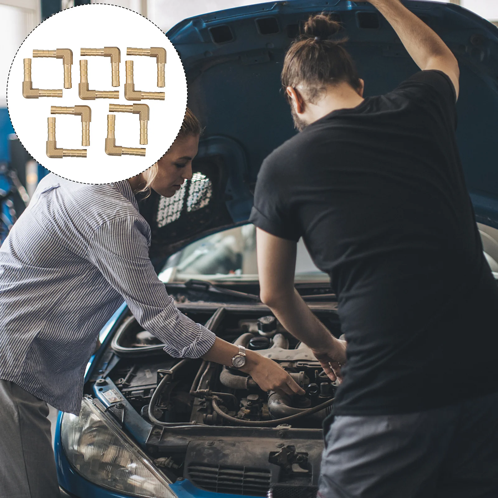 

10Pcs Elbow Barb Connector Joint Splicer Copper Pipe Adapter Replacement for Air Water Fuel Oil Gas Tubing Rv Plumbing Hvac