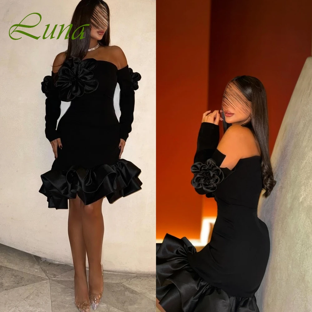 

Customized Exquisite Detachable Sleeve 3/4 Sleeves Evening Dress High Quality Satin Prom Dresses Delicate Flowers Party Gowns