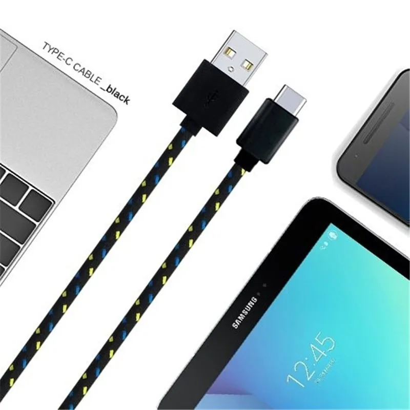0.5m/1m/2m/3m USB Type C Data Cable Nylon Braided USB to Type C Fast Charge Data Cord USB Quick Charging Line For iPhone Xiaomi