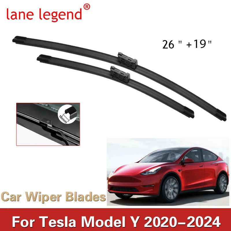 2x Wycieraczki do Tesla Model Y 2020 2021 2024 Szczotki Akcesoria Samochodowe Czyszczenie Szyb Uniwersalne Bezszkieletowe Gumowe