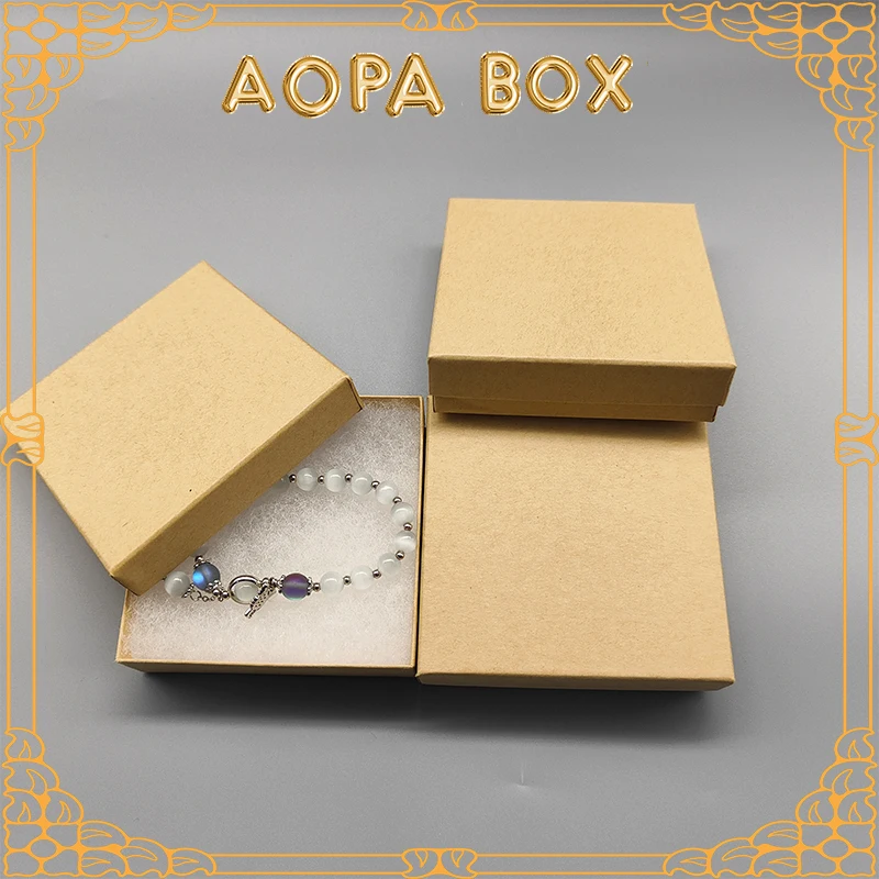 

#33 Kraft Cotton Filled 50pcs Paper Box For Jewelry Packaging Bracelet Necklace Boxes3 1/2x3 1/2x15/16（8.89X8.89X2.38CM)