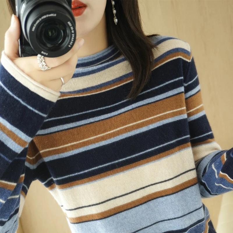 Jersey largo de punto Sve Crew Ne para mujer, suéter holgado para primavera y otoño, capa Base de cuello alto, ropa interior irt